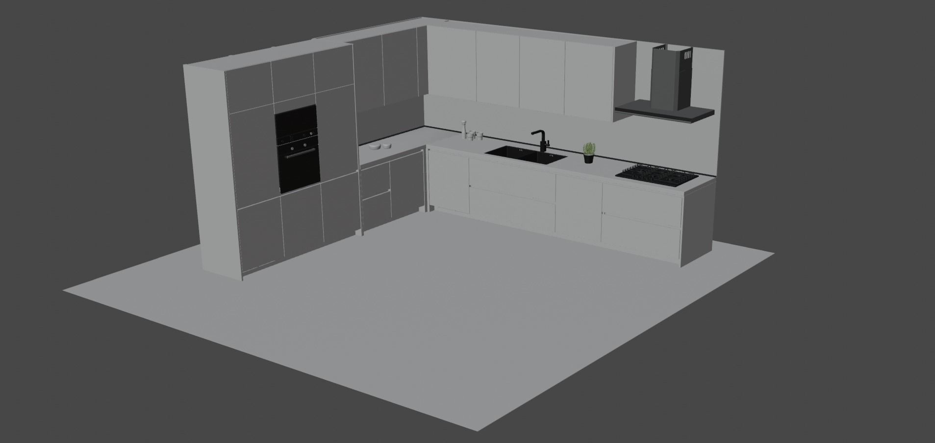 Modern Kitchen Set 3d model Low-poly 3D model_4