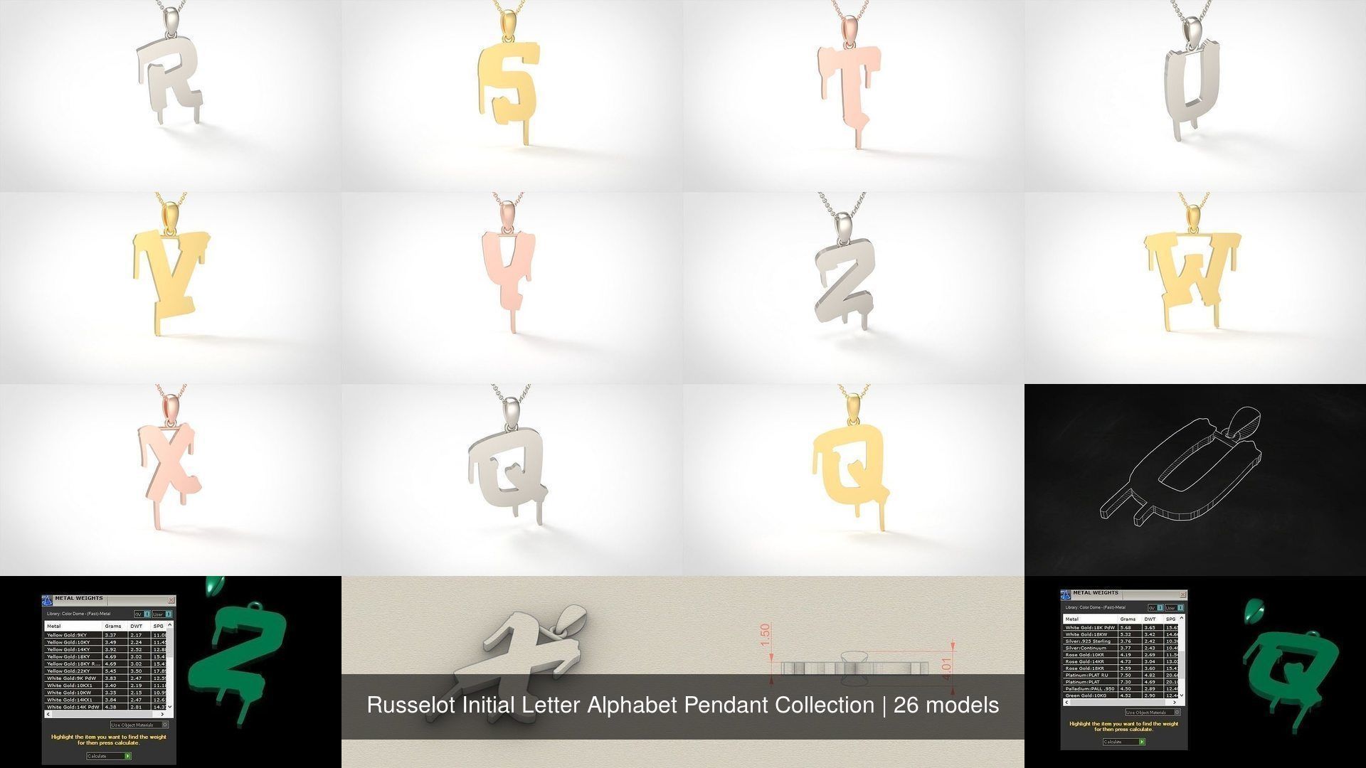 Russelot Initial Letter Alphabet Pendant Collection _4