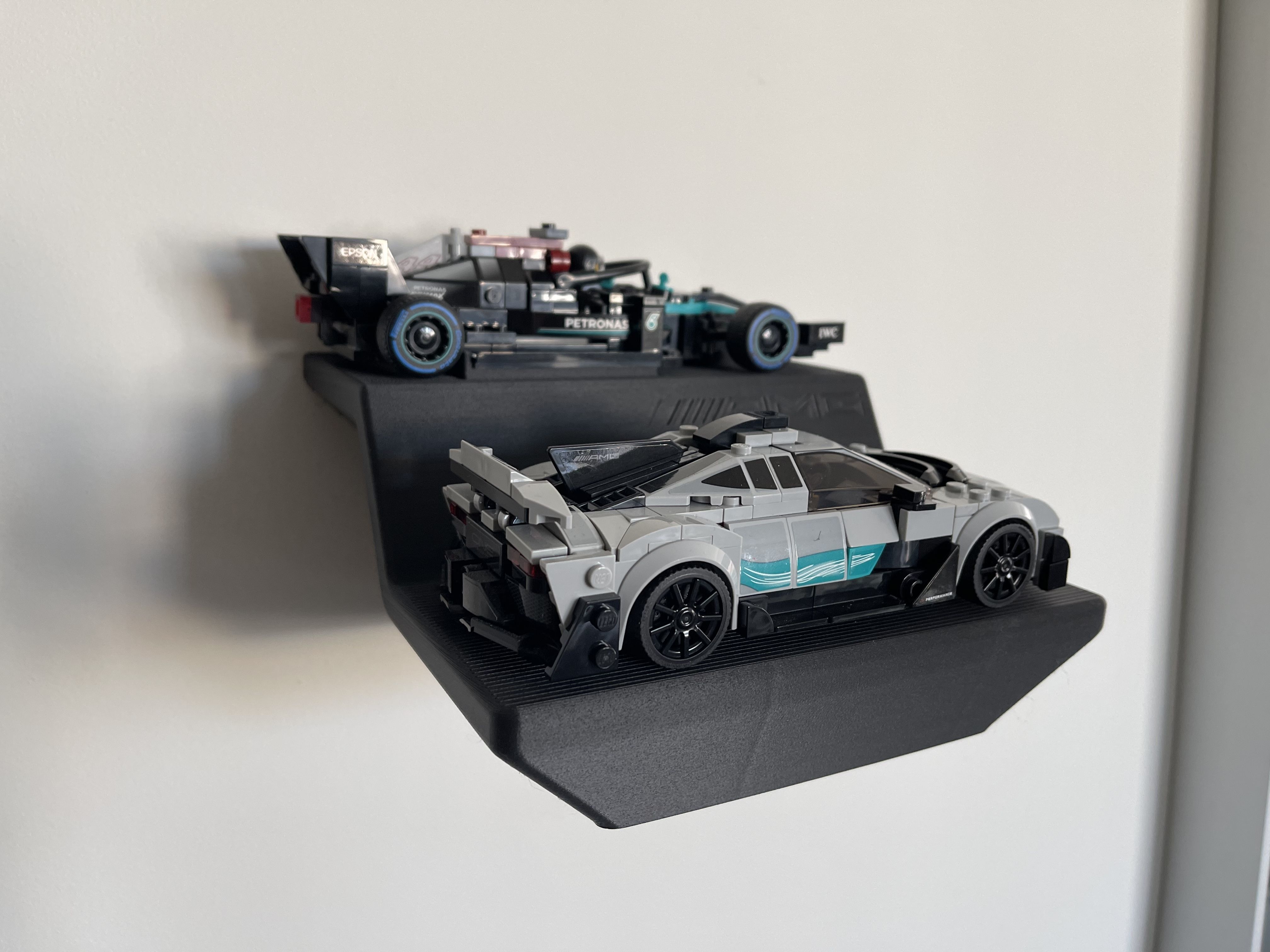 Display Stand Lego Mercedes AMG F1 W12 E and AMG Project One 3D print model_2