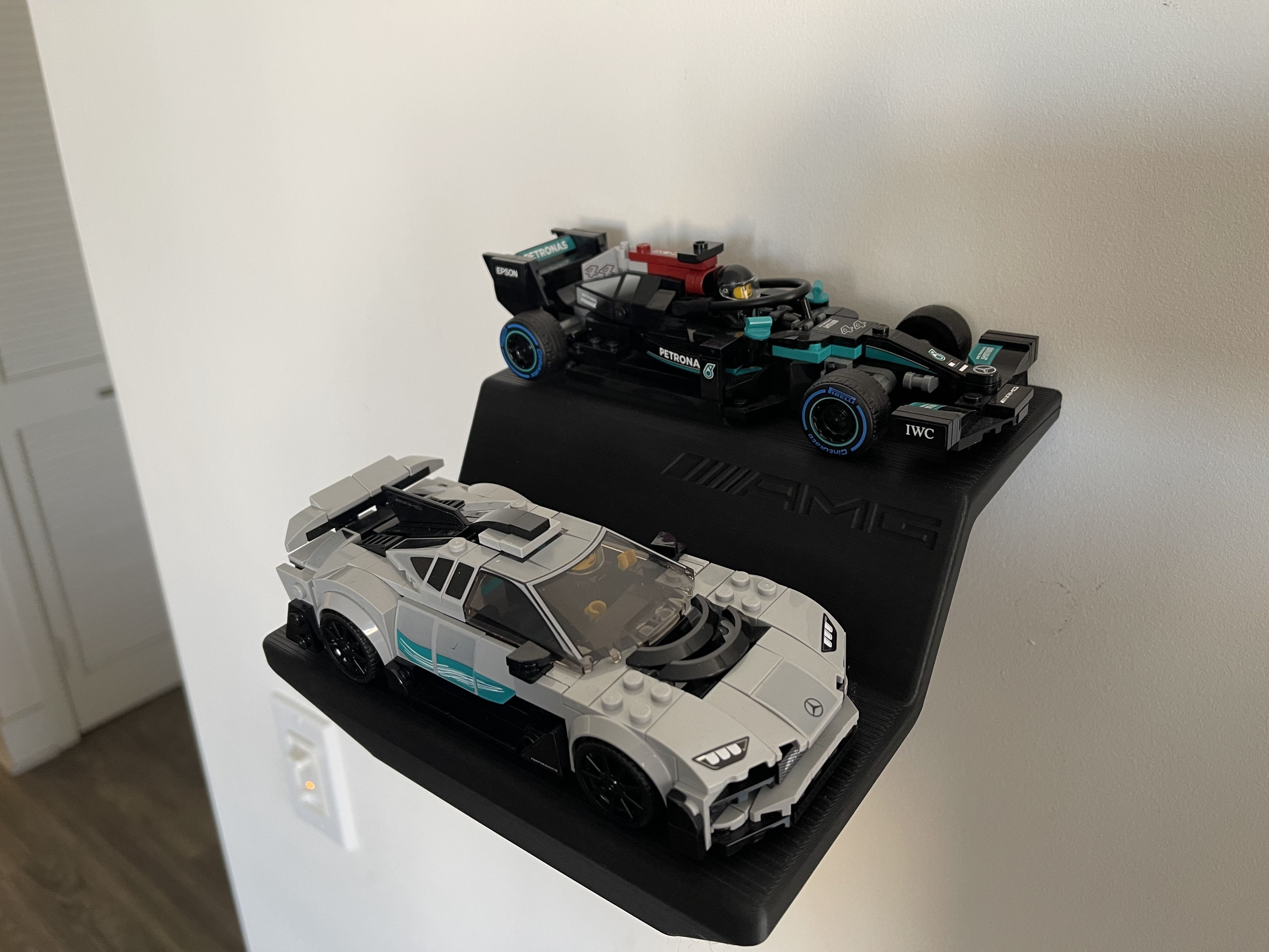Display Stand Lego Mercedes AMG F1 W12 E and AMG Project One 3D print model_1