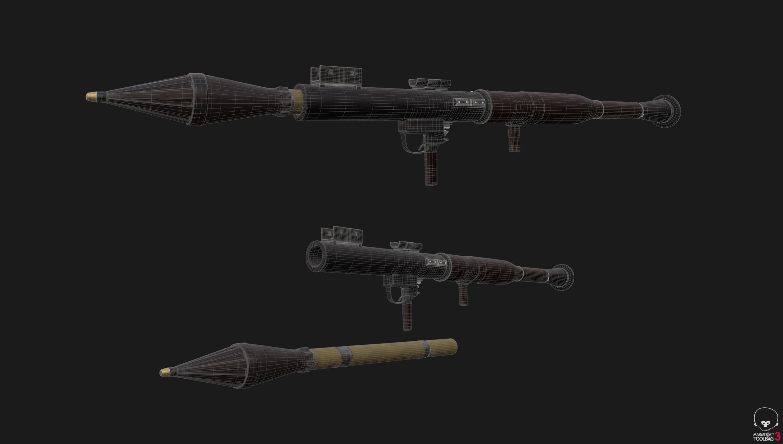 RPG Rocket Launcher High Detail 3D model_3