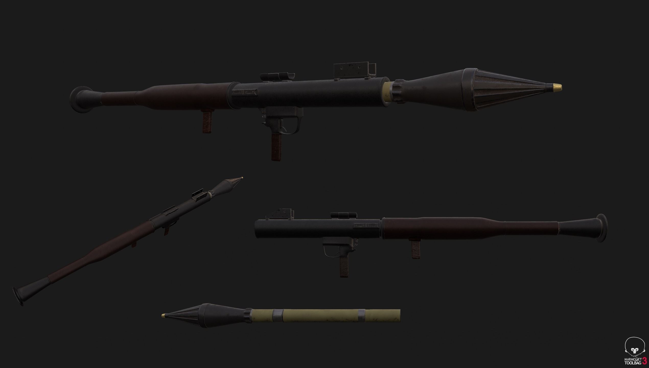 RPG Rocket Launcher High Detail 3D model_2