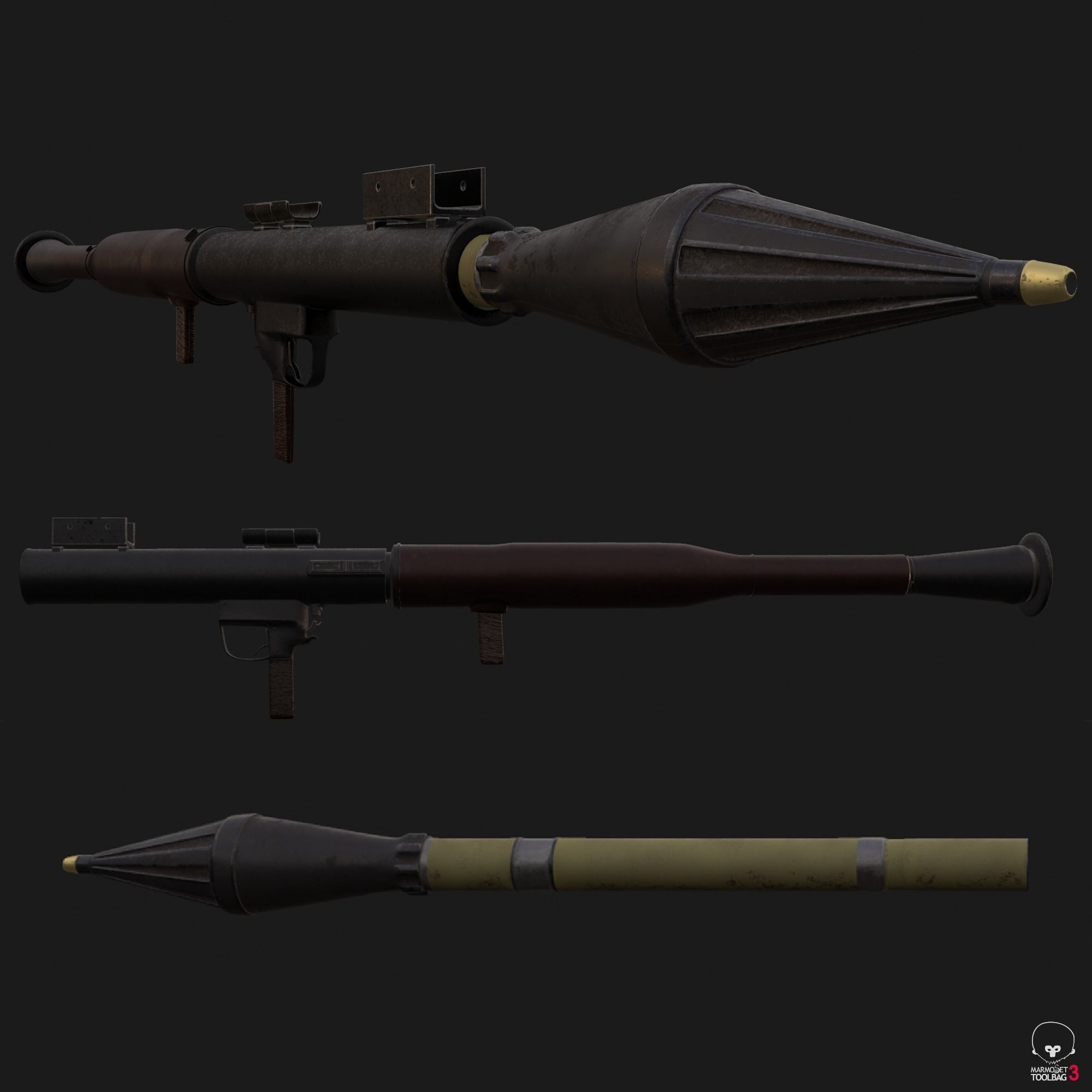 RPG Rocket Launcher High Detail 3D model_4