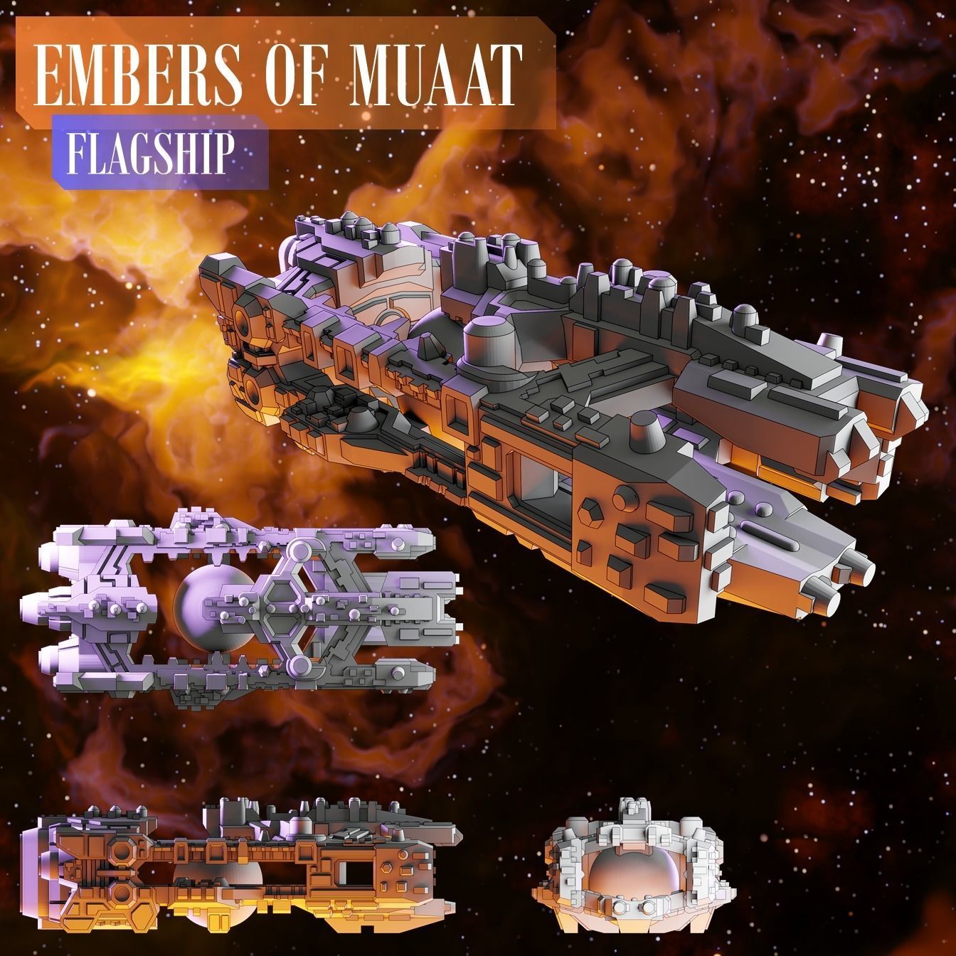 Twilight Imperium 3D print ship models - FLAGSHIP PACK 3D print model_8