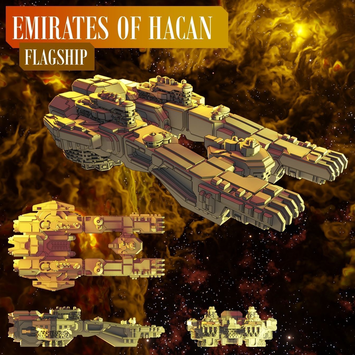 Twilight Imperium 3D print ship models - FLAGSHIP PACK 3D print model_1
