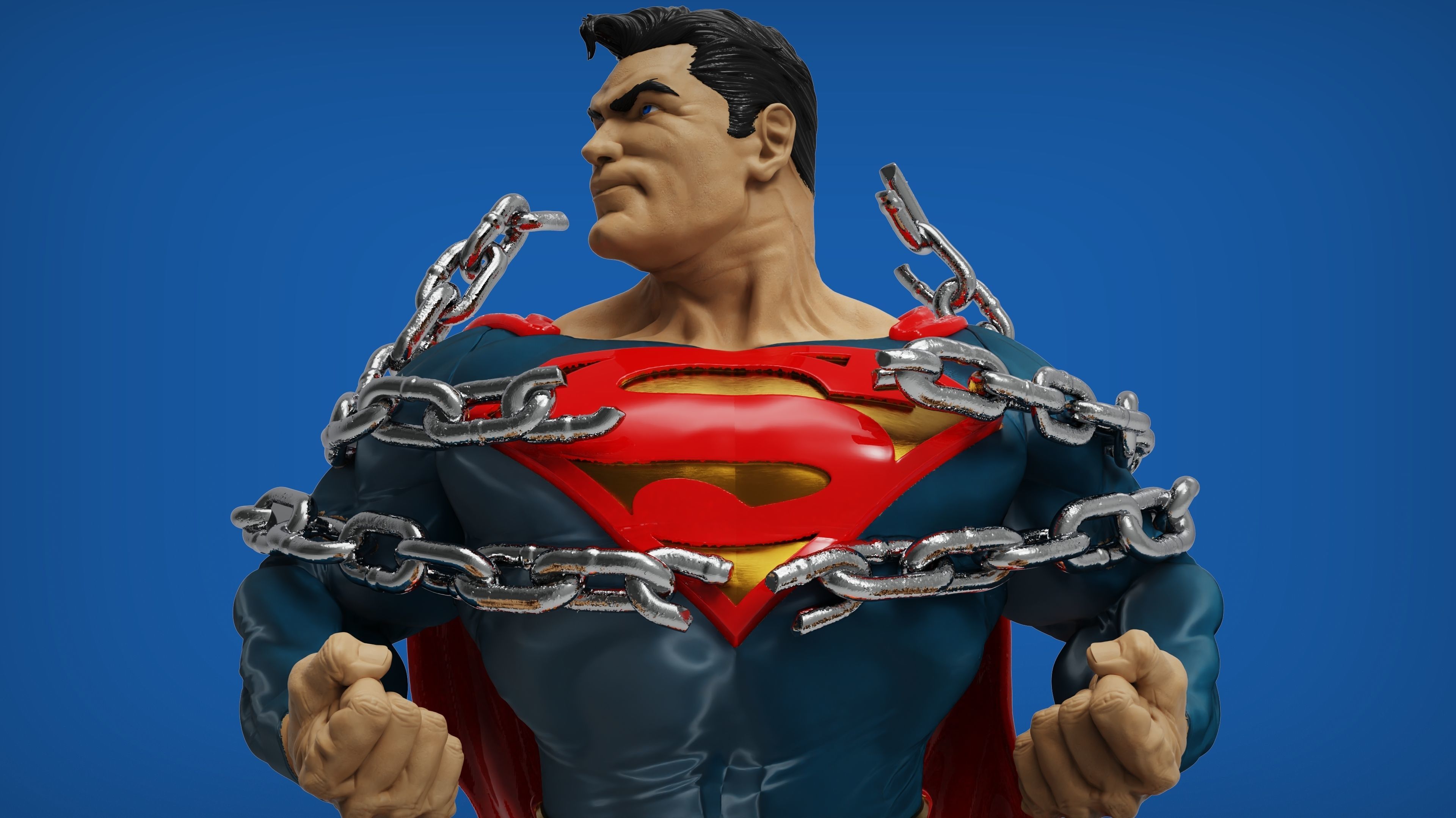 Superman Breaking Chains 3D print model_4