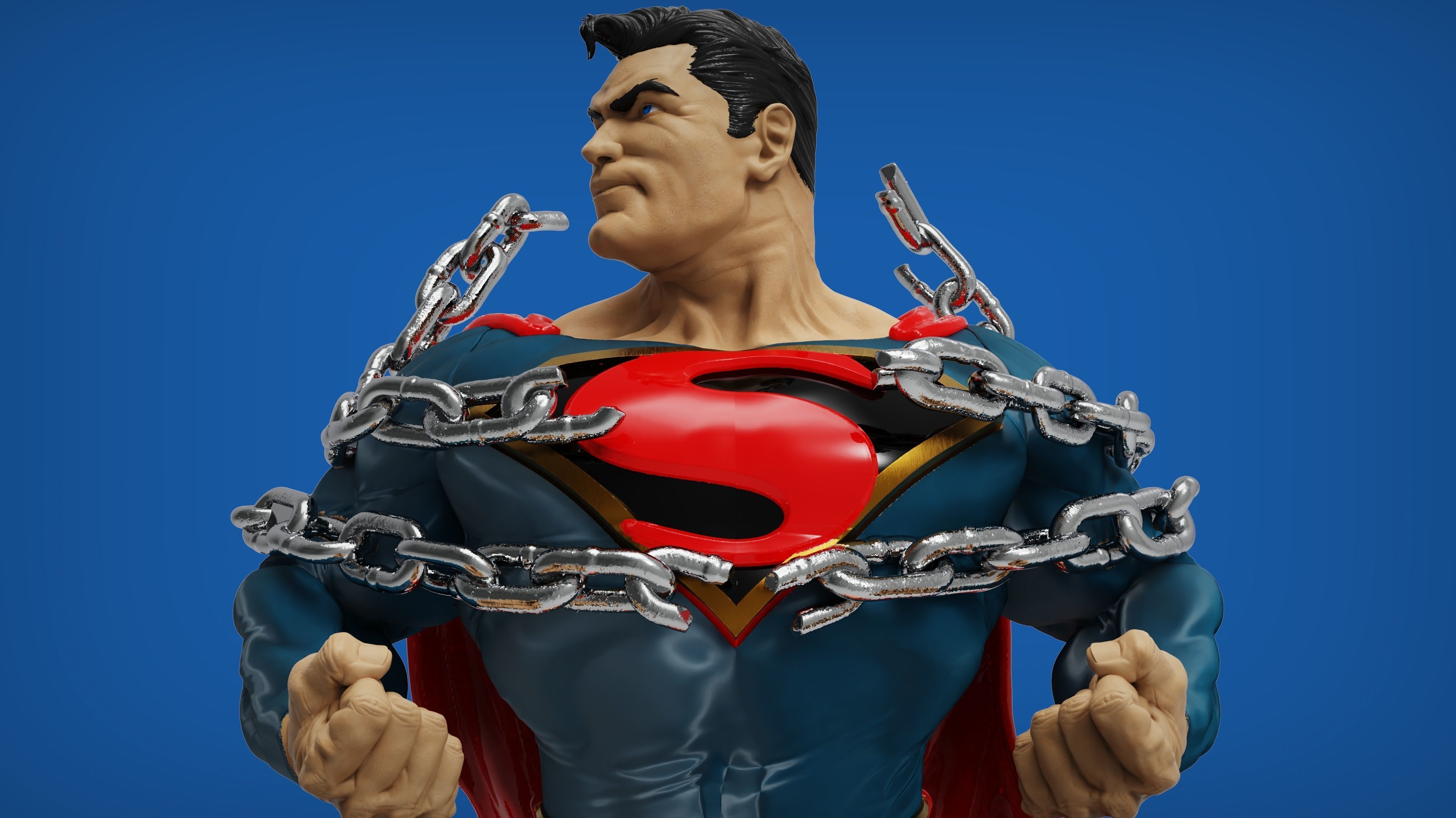 Superman Breaking Chains 3D print model_5