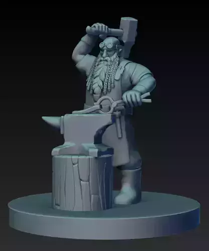 Dwarf Blacksmith Miniature  3D print model