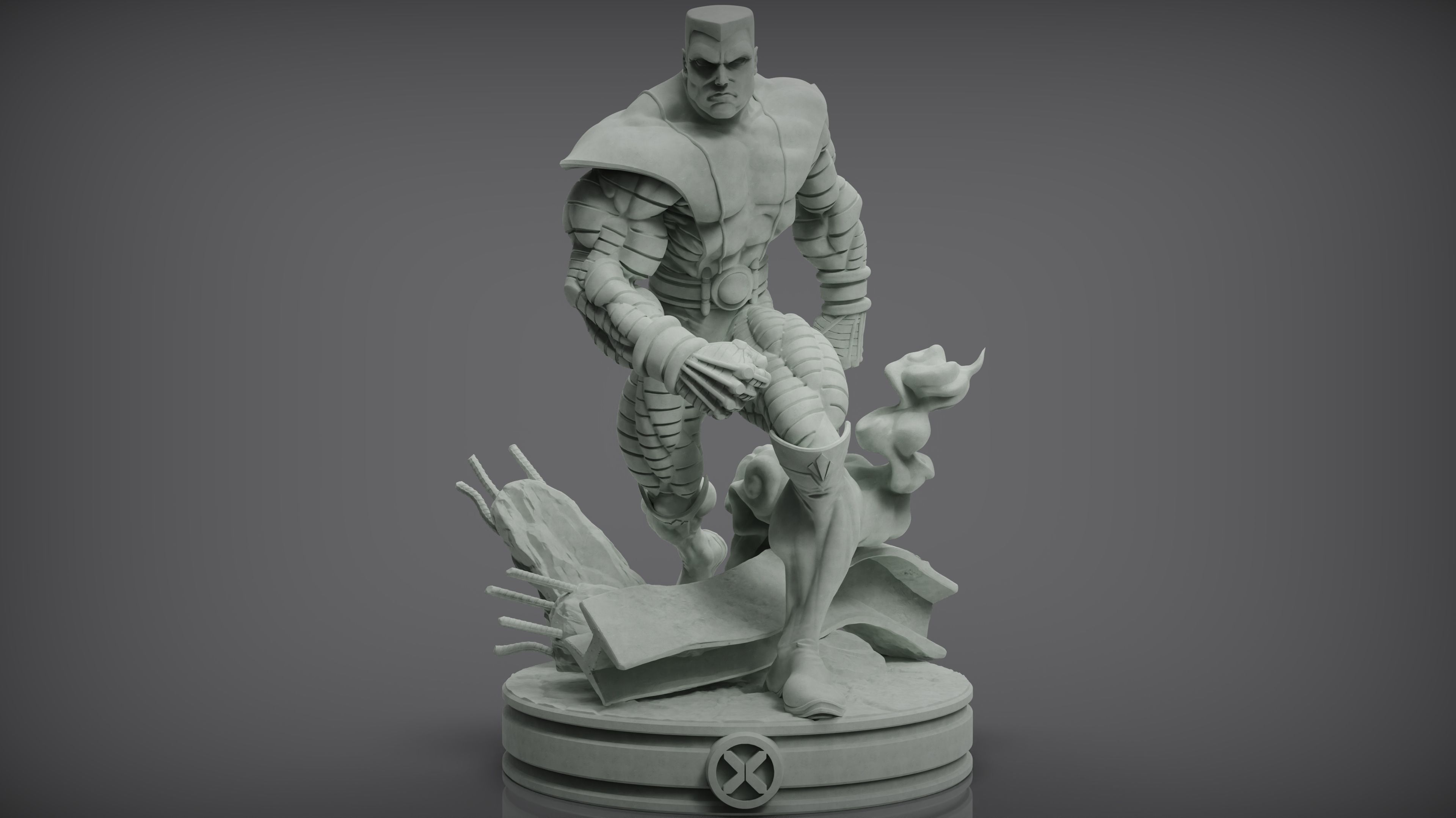Colossus x-men statue 3D print model_9