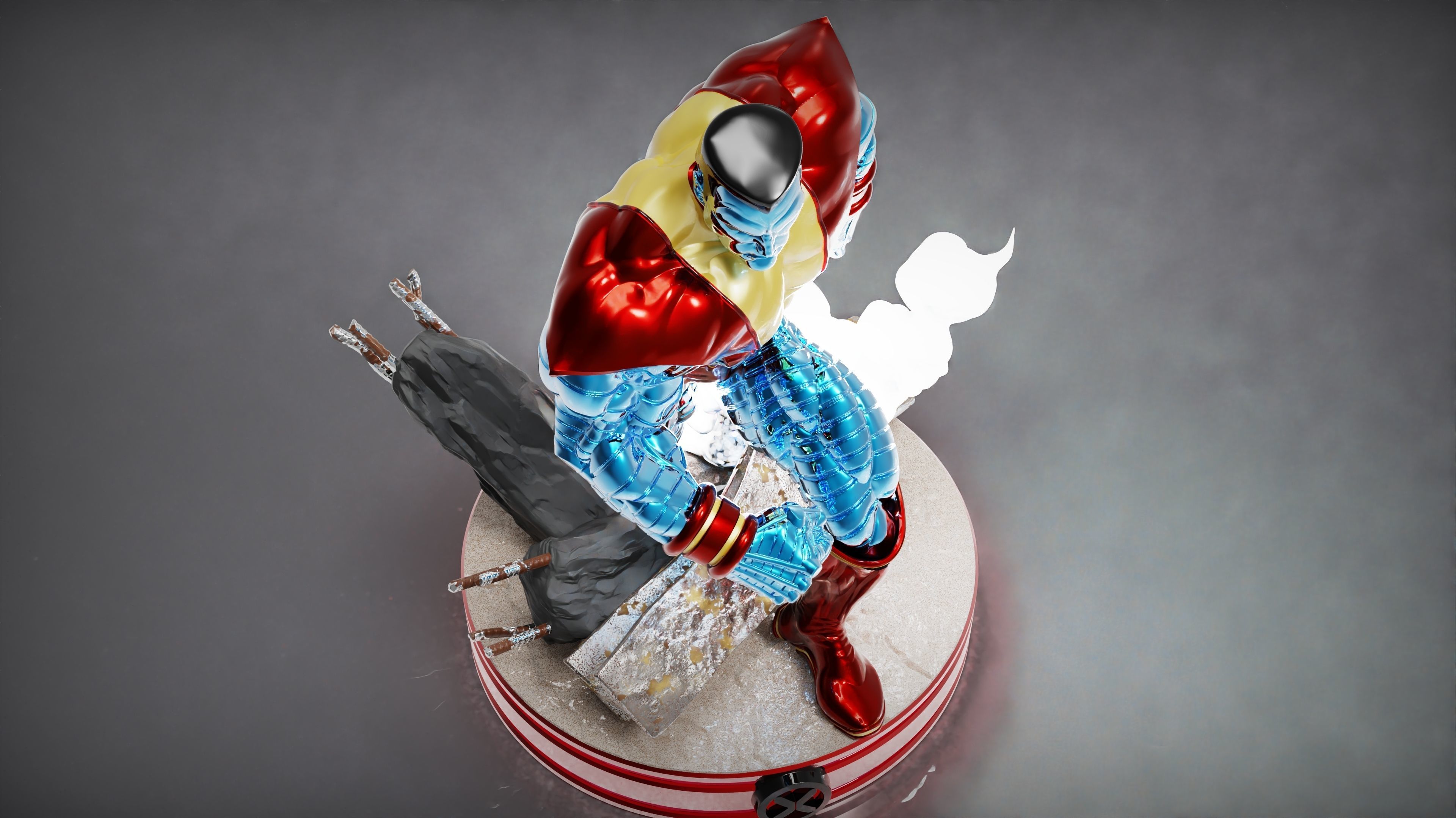 Colossus x-men statue 3D print model_6