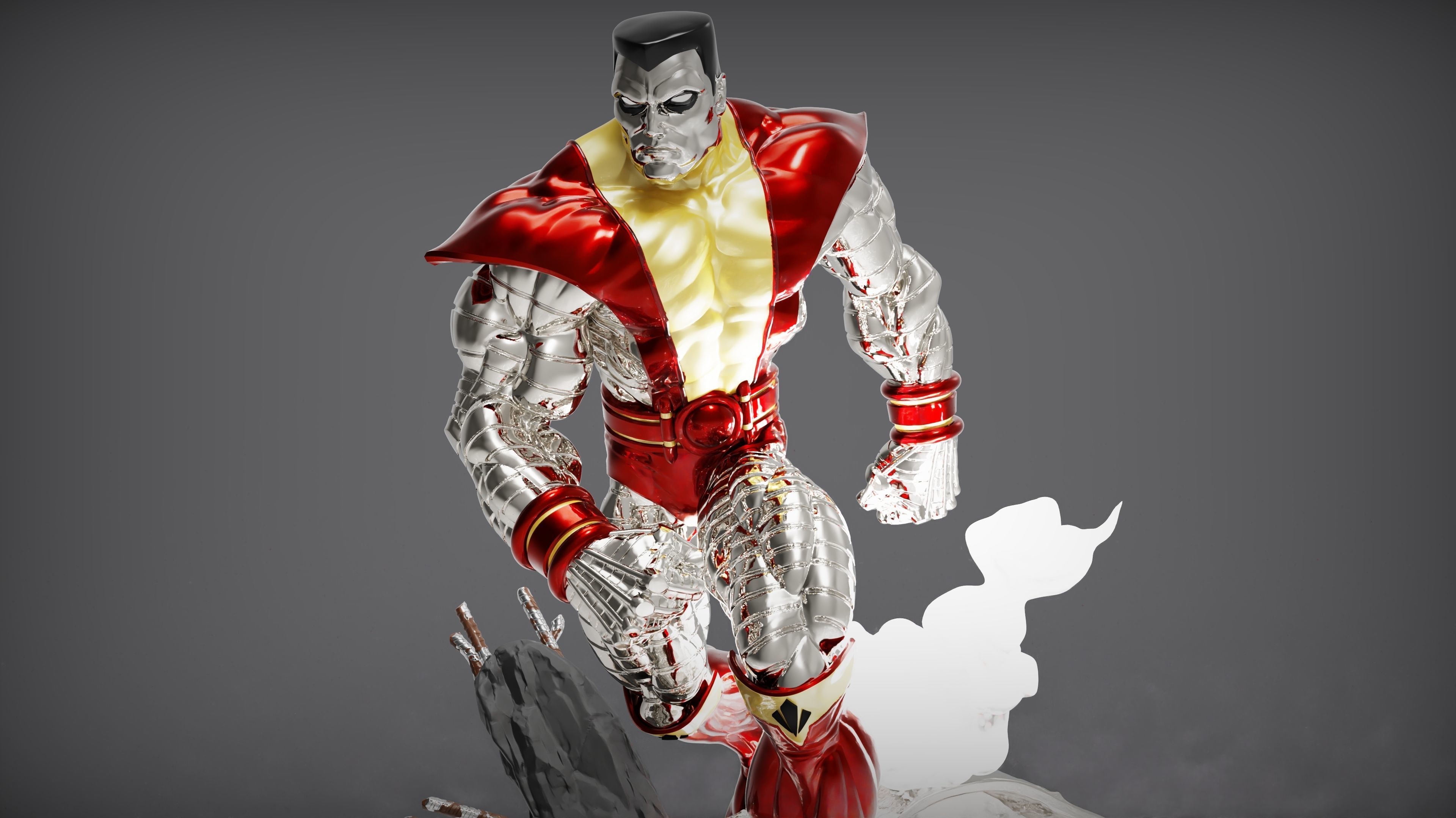 Colossus x-men statue 3D print model_7