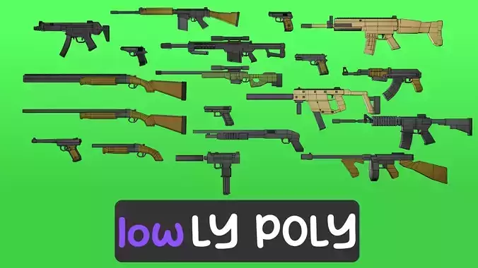 LowLY Poly - 19 Cartoon Guns Low-poly 3D model LowLY Poly - 19 Cartoon Guns Low-poly 3D model