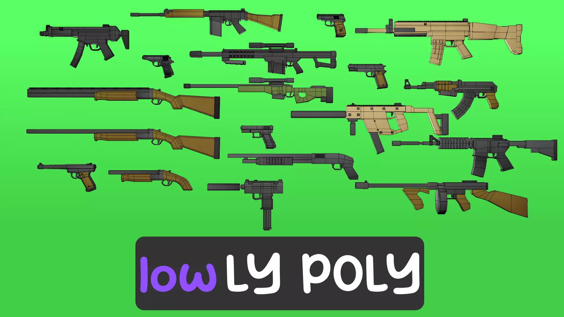 LowLY Poly - 19 Cartoon Guns Low-poly 3D model_0