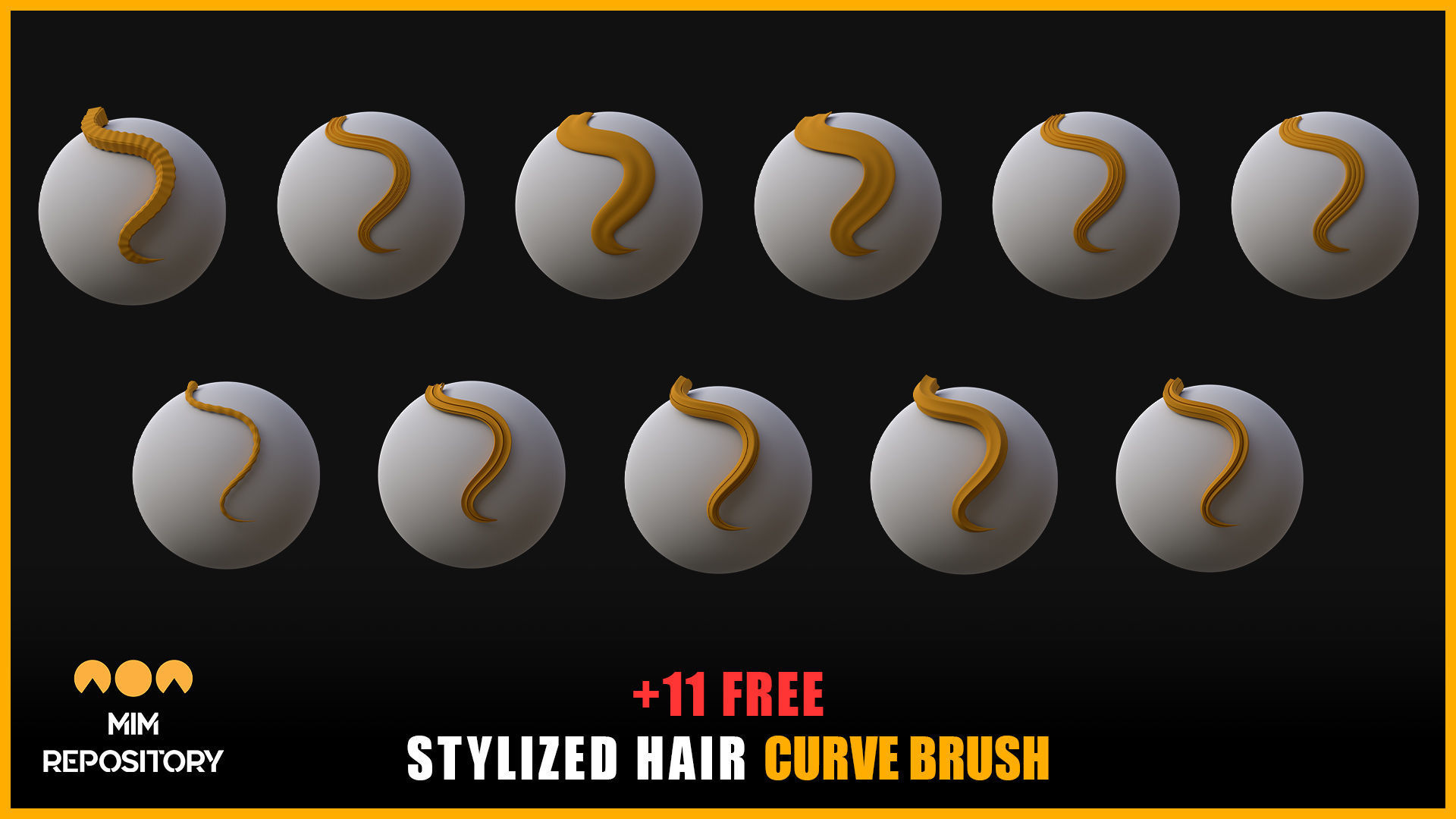 30 Stylized Hair Base Mesh  - VOL 02 3D model_3
