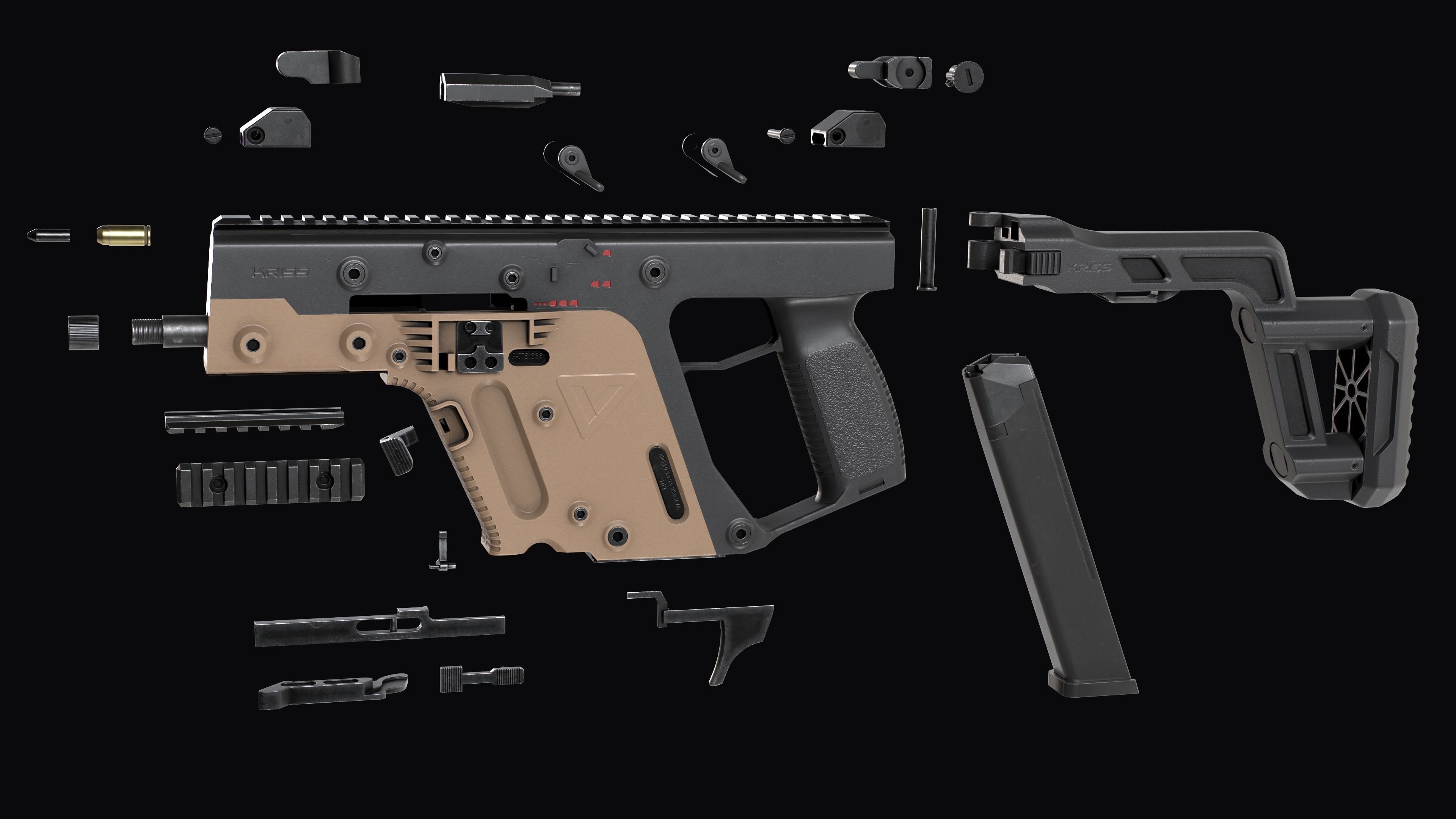Modular SMG  Kriss Vector gen2 Low-poly 3D model_38