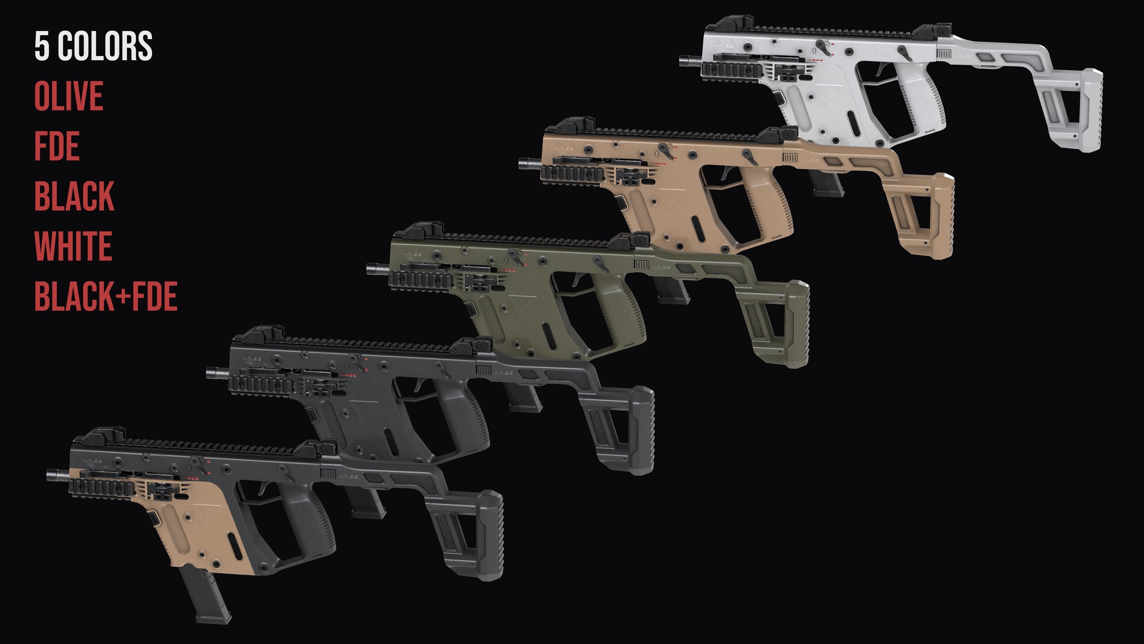 Modular SMG  Kriss Vector gen2 Low-poly 3D model_5