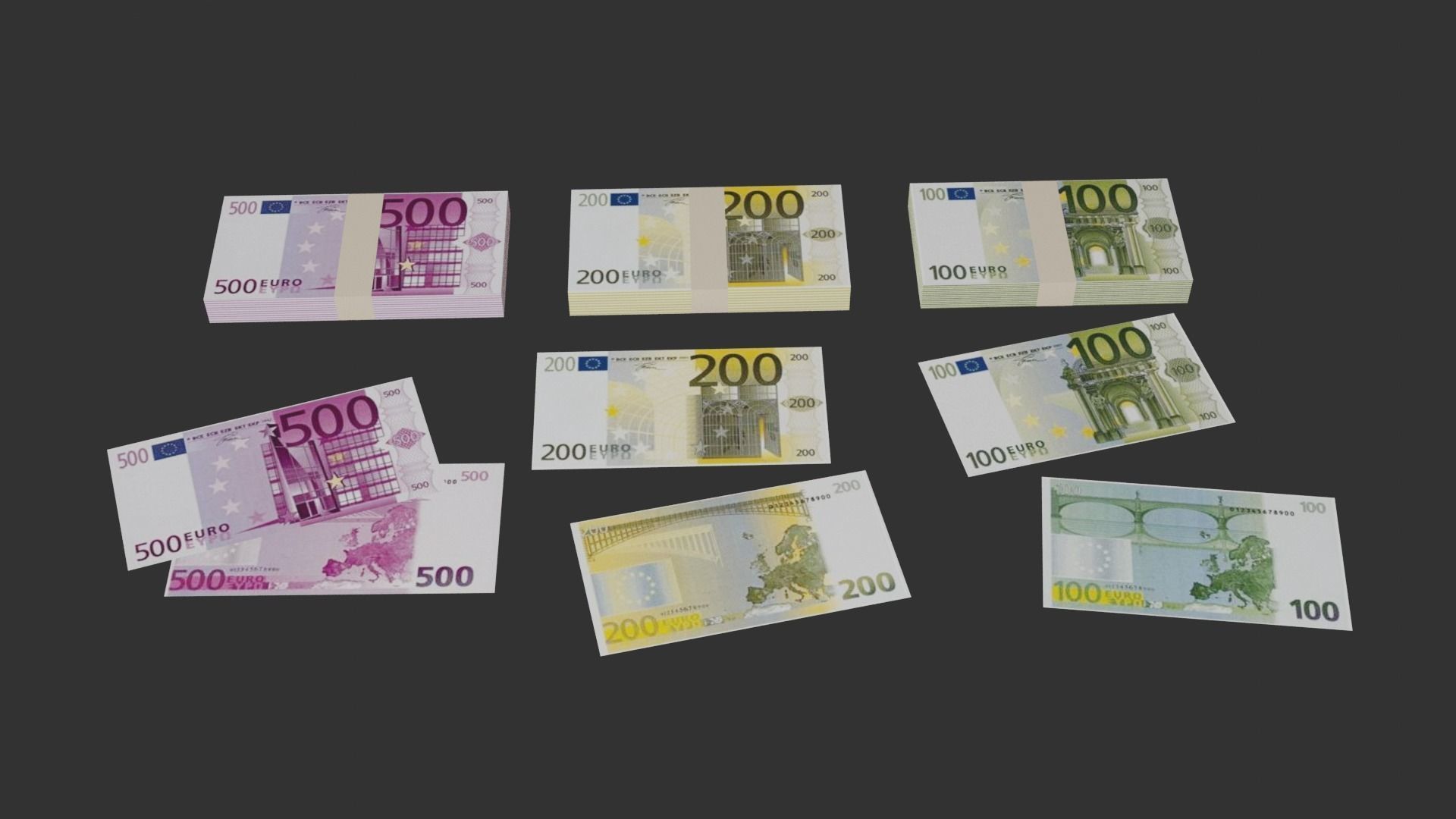 Euro Pack Low-poly 3D model_3