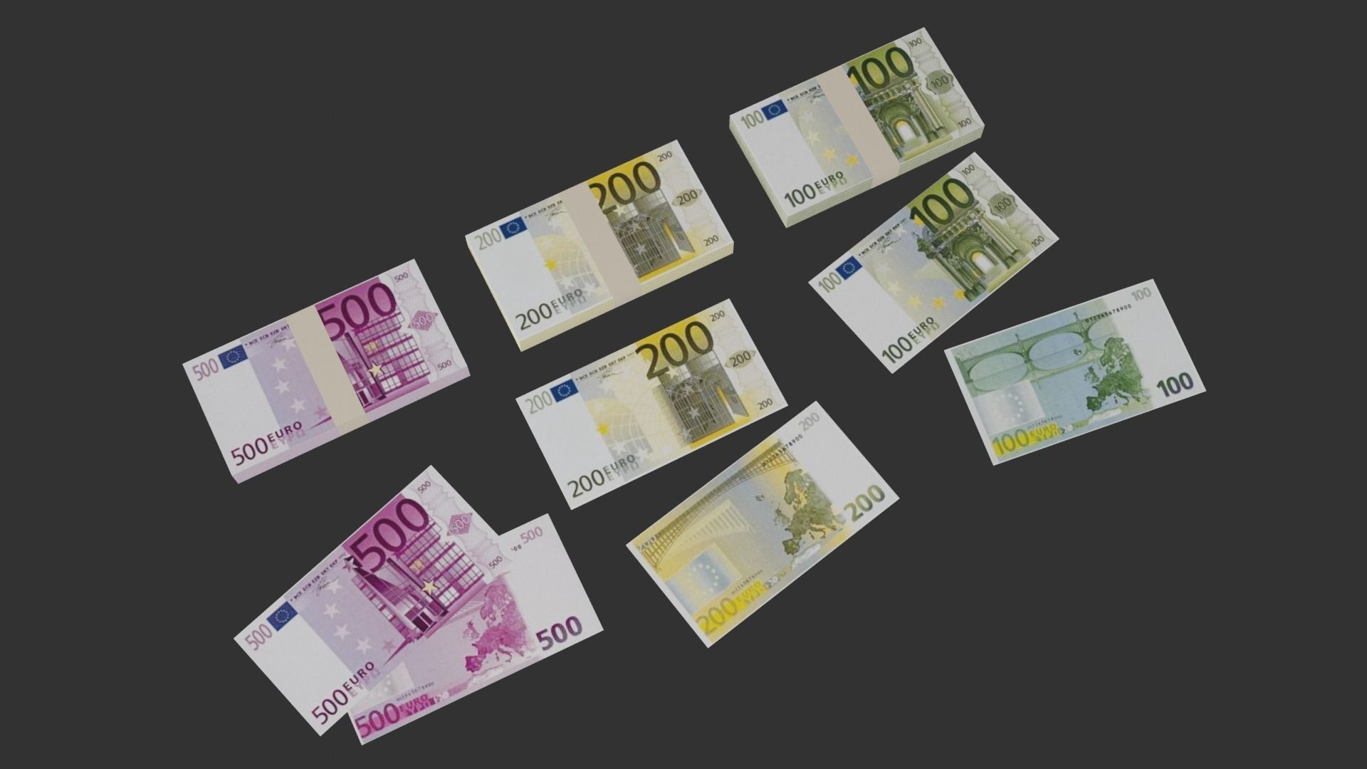 Euro Pack Low-poly 3D model_9