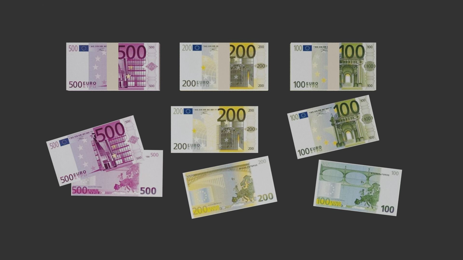 Euro Pack Low-poly 3D model_6