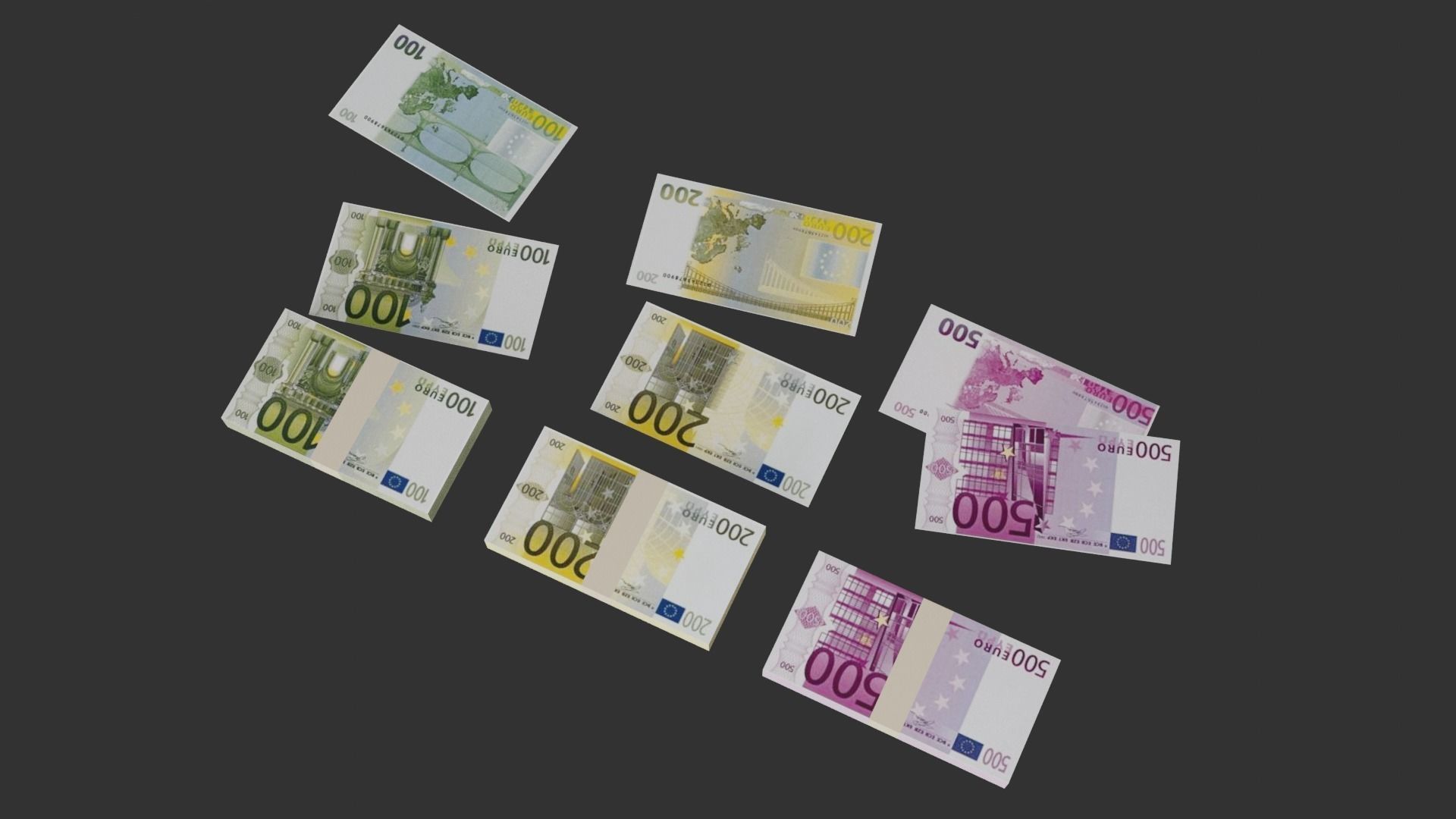 Euro Pack Low-poly 3D model_10