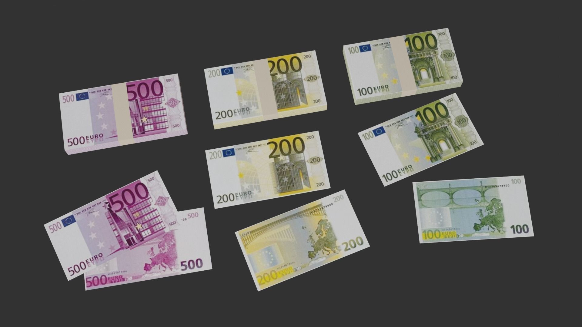 Euro Pack Low-poly 3D model_8