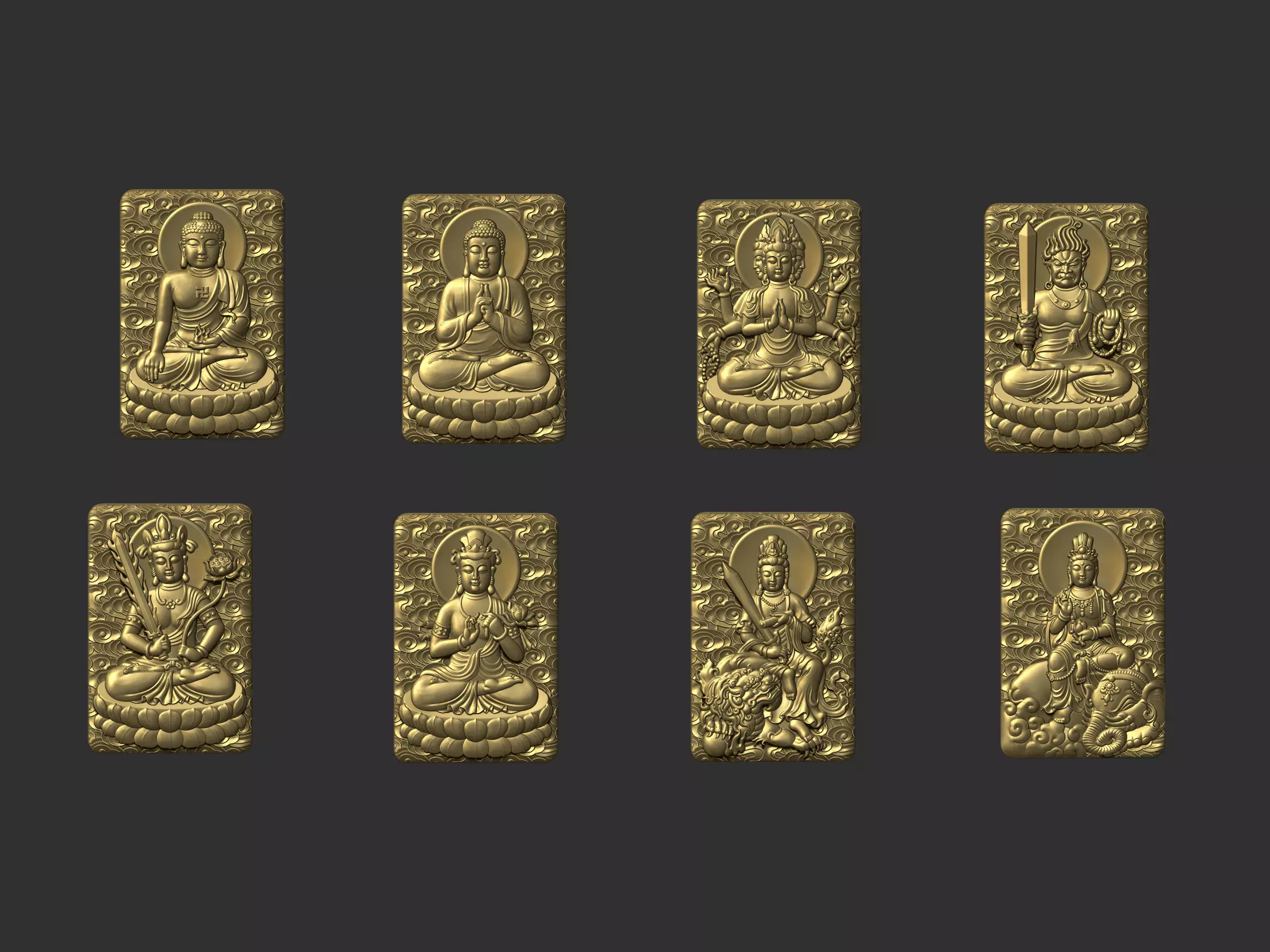 Eight Buddhas 3D print model