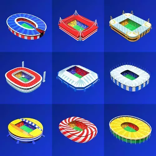 Stylized 3D Stadiums Illustrations Collection for Euro 2024  Low-poly 3D model