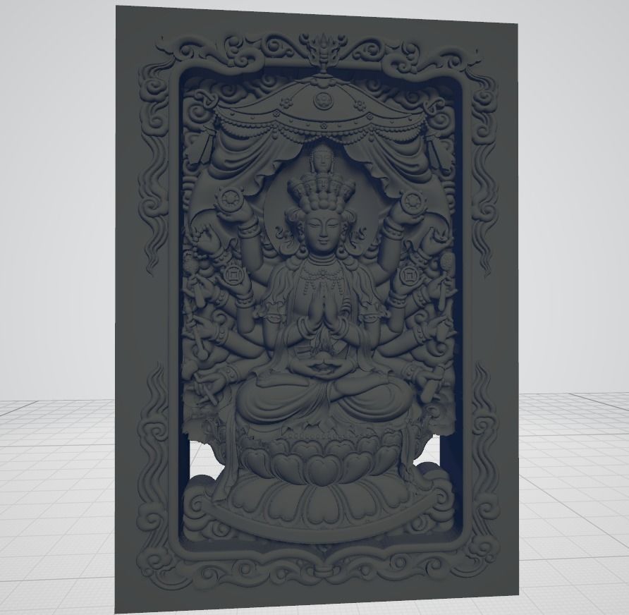 Bas-relief of Eight Buddhas 3D print model_11