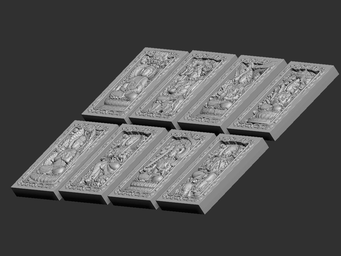 Bas-relief of Eight Buddhas 3D print model_6