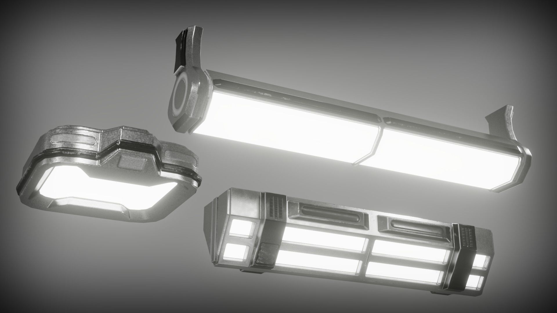 Sci-fi lights Low-poly 3D model_4