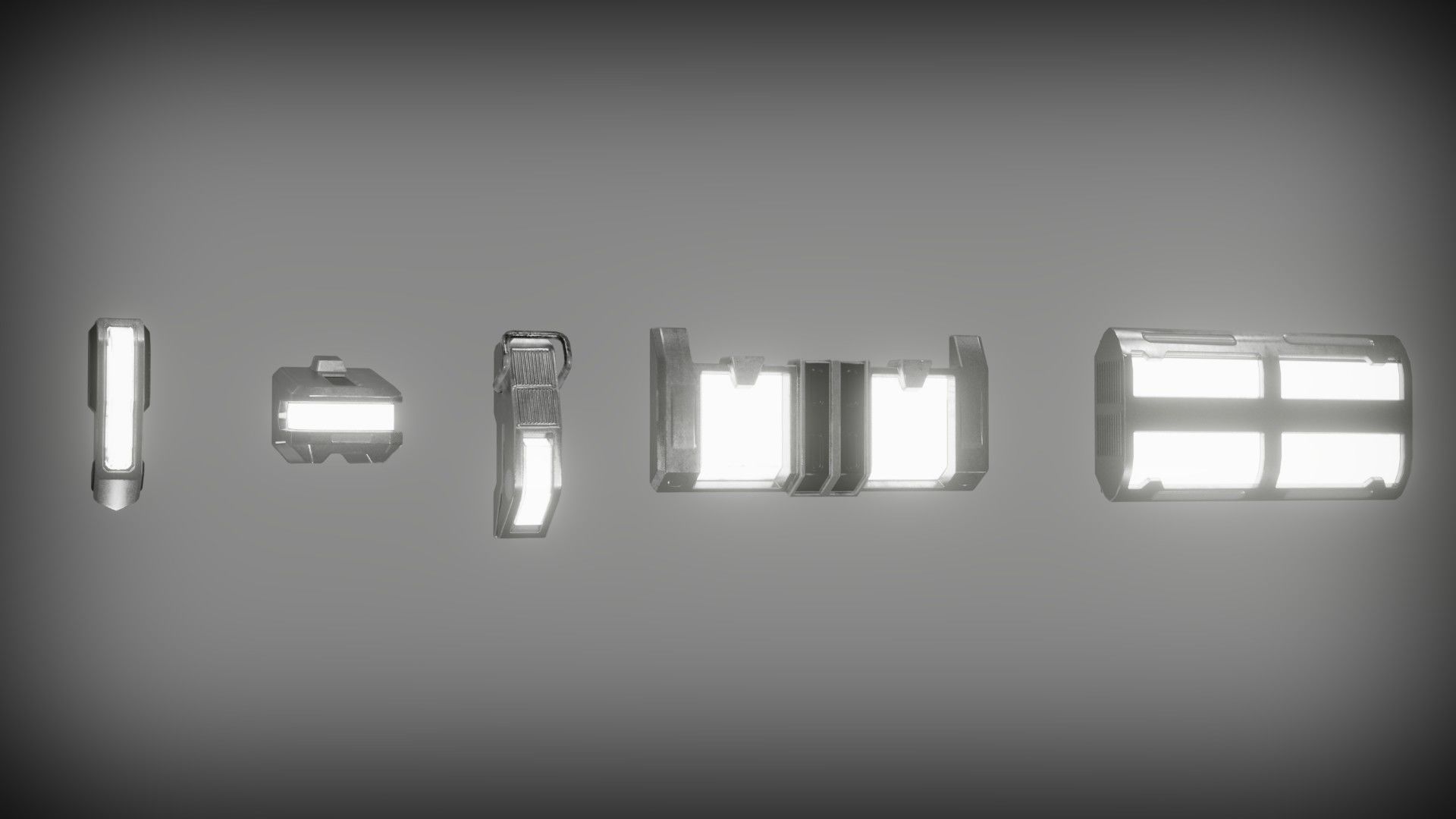 Sci-fi lights Low-poly 3D model_3