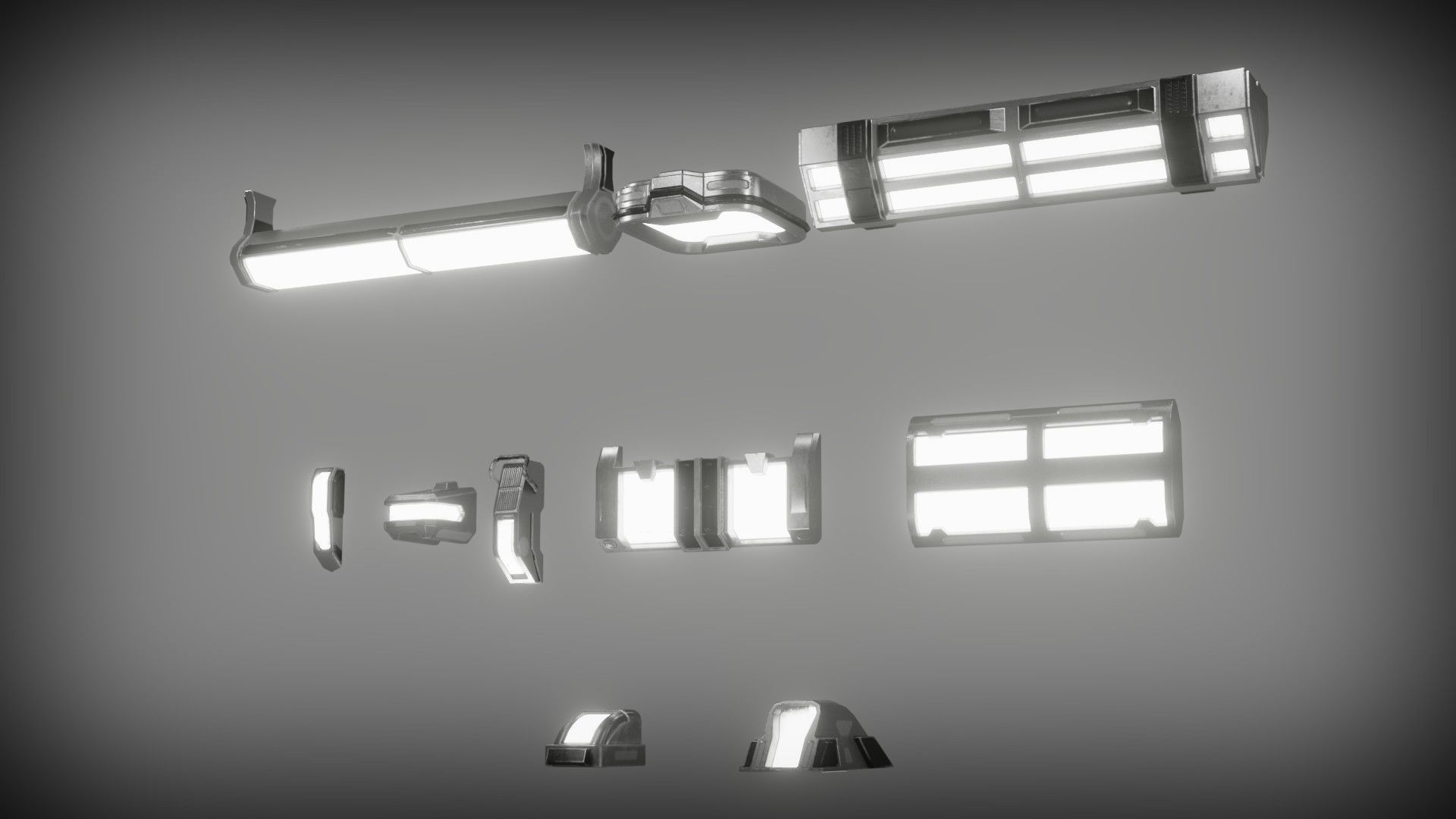Sci-fi lights Low-poly 3D model_2