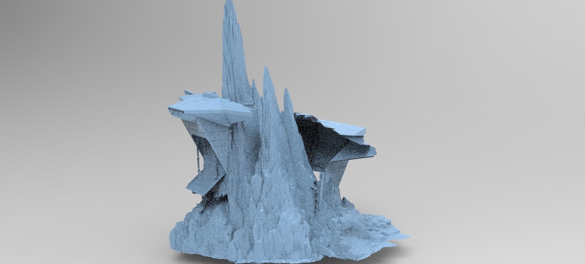 Mountain Sci fi ship wreck 2  3D model_1