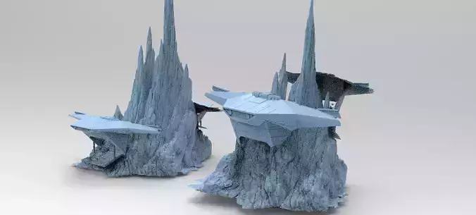 Mountain Sci fi ship wreck 2 designs  3D model