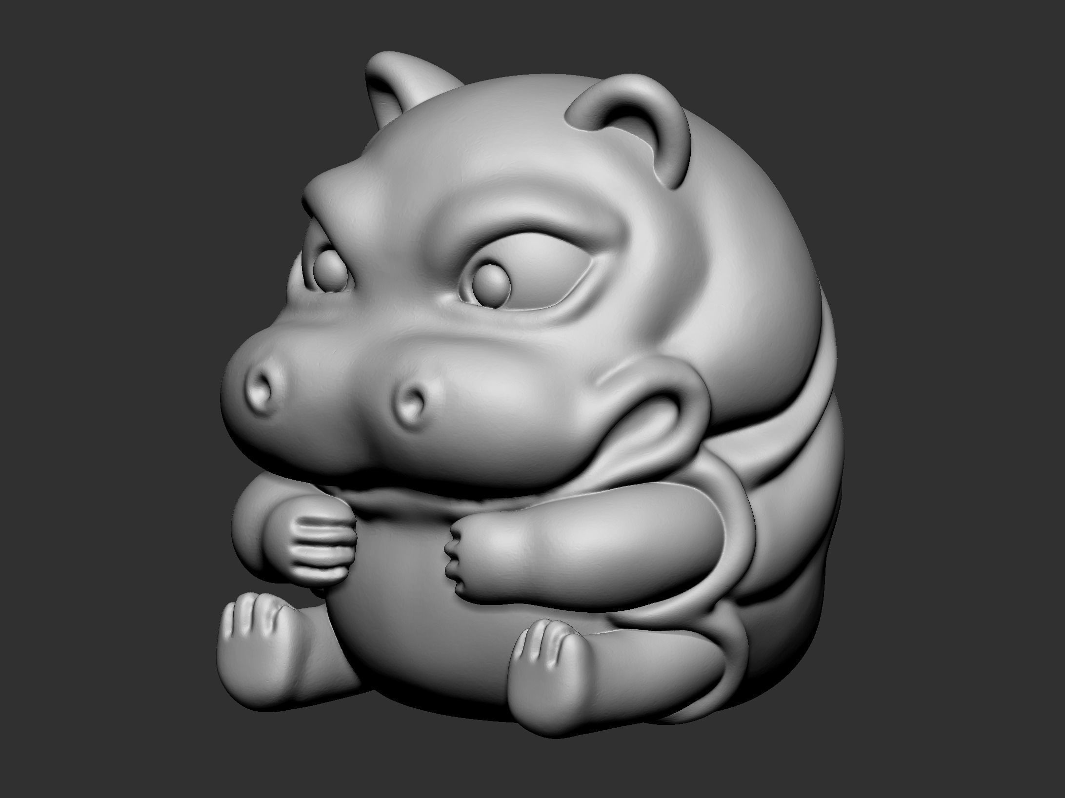 hippo cute 3D print model_3