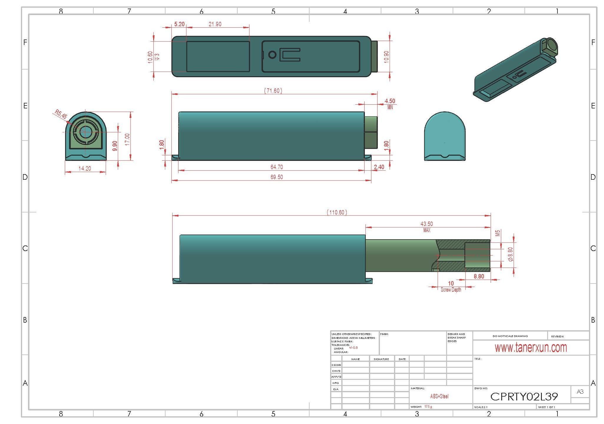 CPRTY02L39 PUSH TO RELEASE MECHANISM KIT Free 3D print model_6