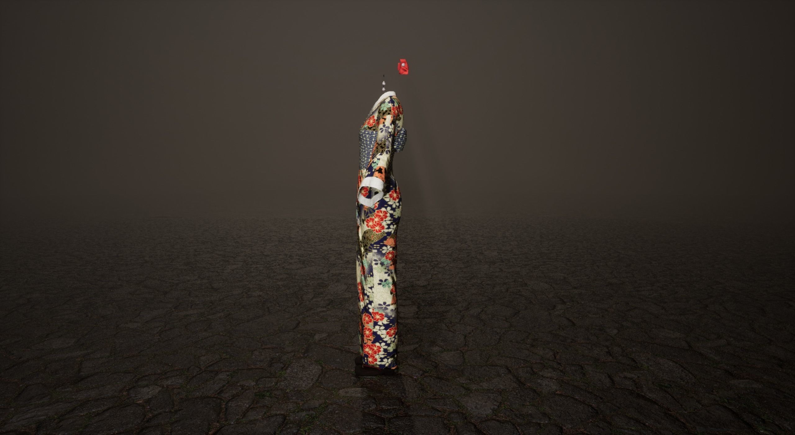 Low Poly Kimono group of kimonos Low-poly 3D model_11