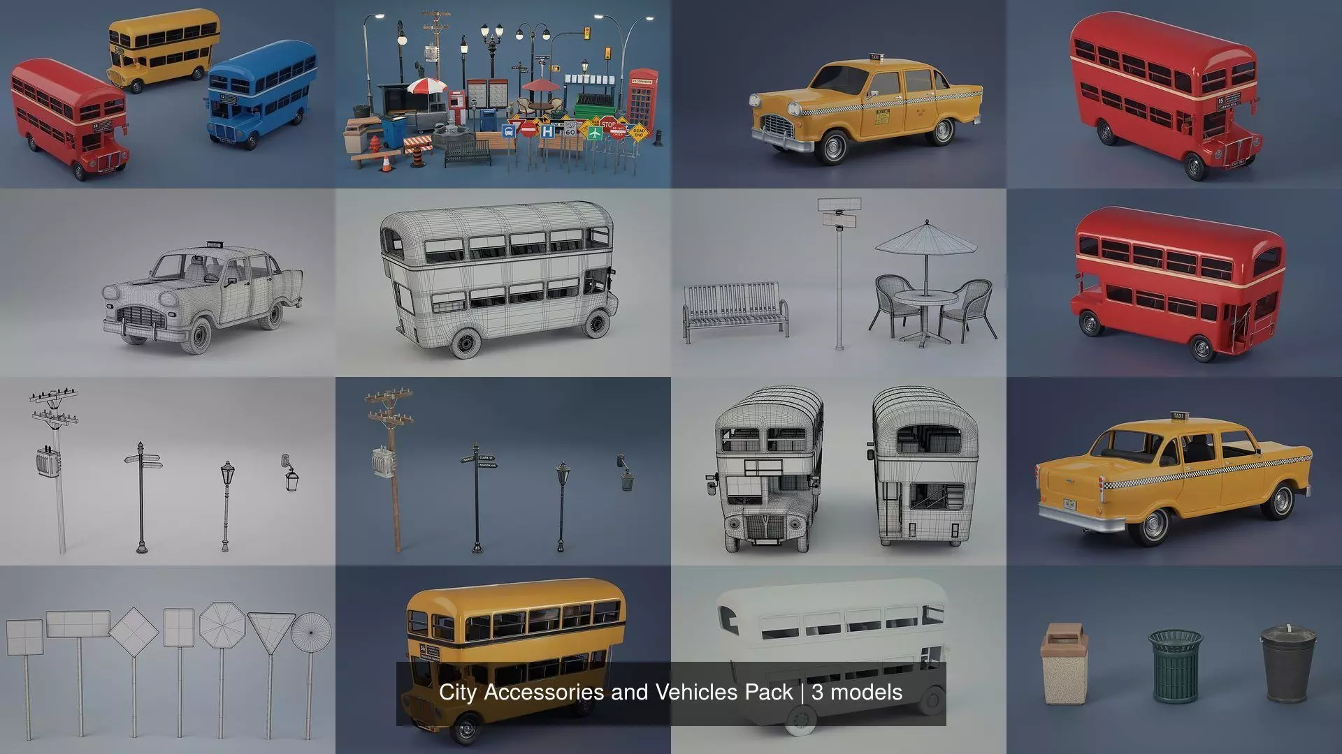 City Accessories and Vehicles Pack 3D Model Collection_0