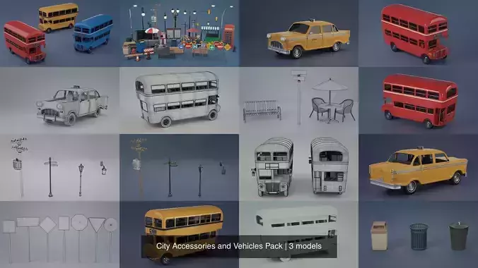 City Accessories and Vehicles Pack 3D Model Collection