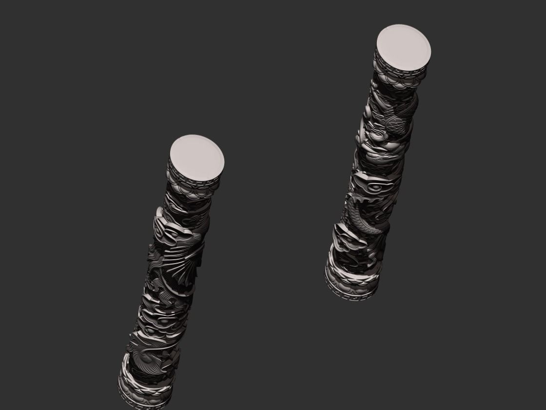 Dragon and Phoenix Pillars 3D print model_3