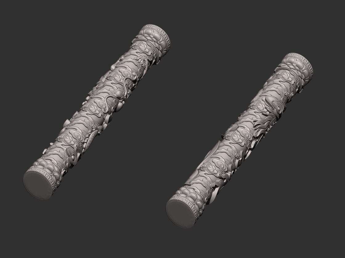 Dragon and Phoenix Pillars 3D print model_2