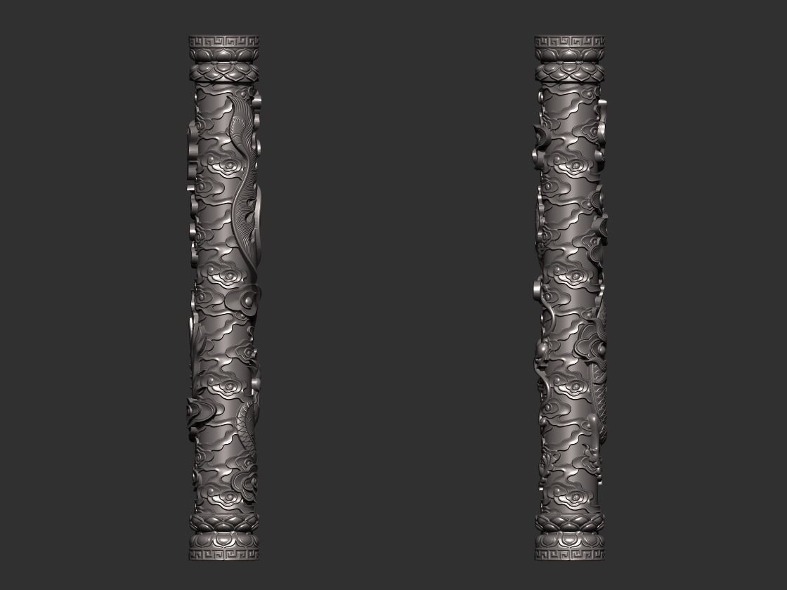 Dragon and Phoenix Pillars 3D print model_7