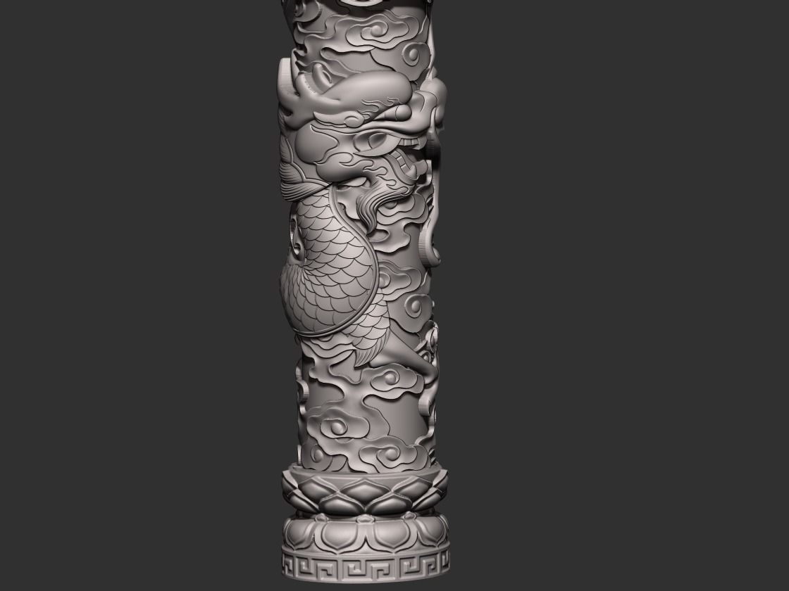 Dragon and Phoenix Pillars 3D print model_11
