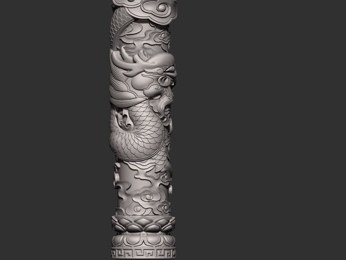 Dragon and Phoenix Pillars 3D print model_10