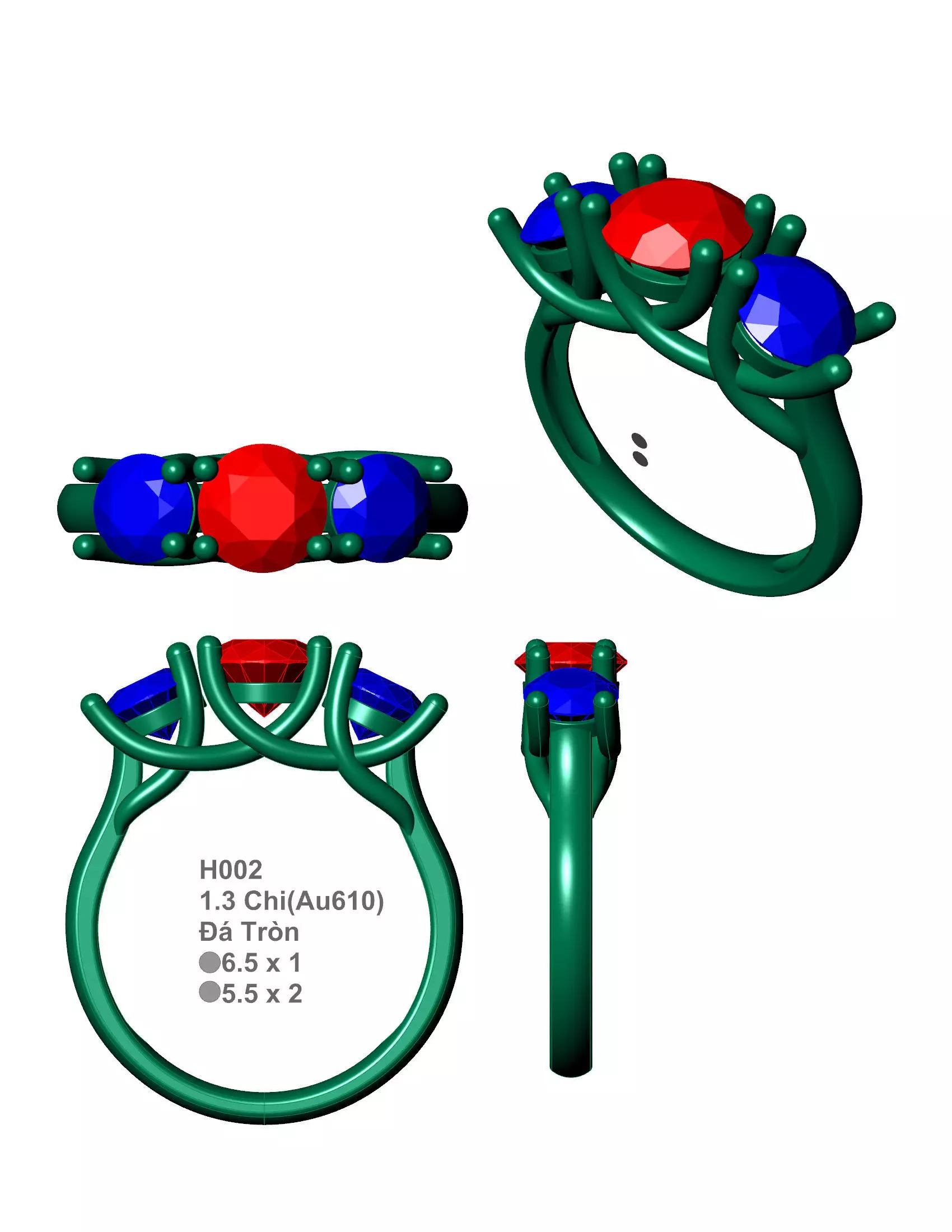 rings engagement ring with stones Free 3D print model