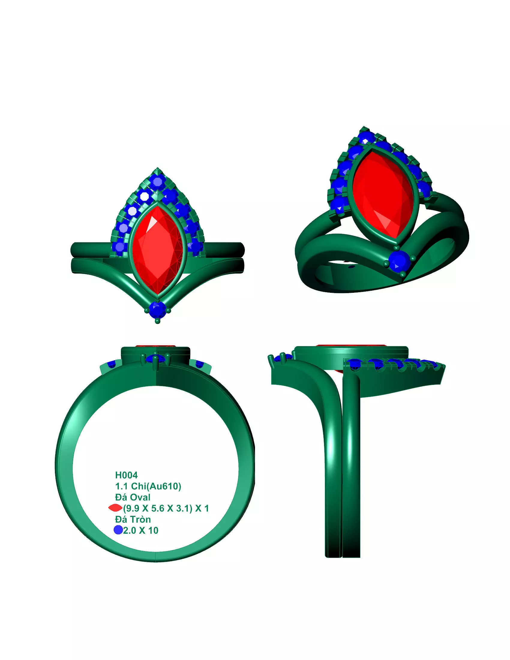 rings ring with stones Free 3D print model
