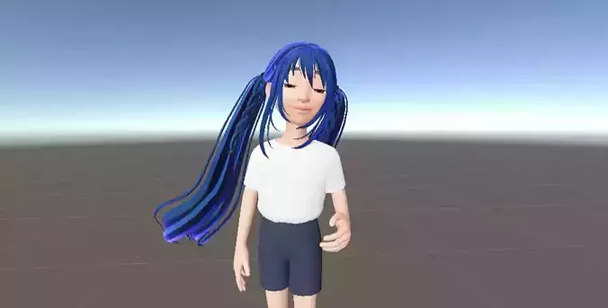 Twin Tail Hair Zepeto 3D Item Unity Prefab