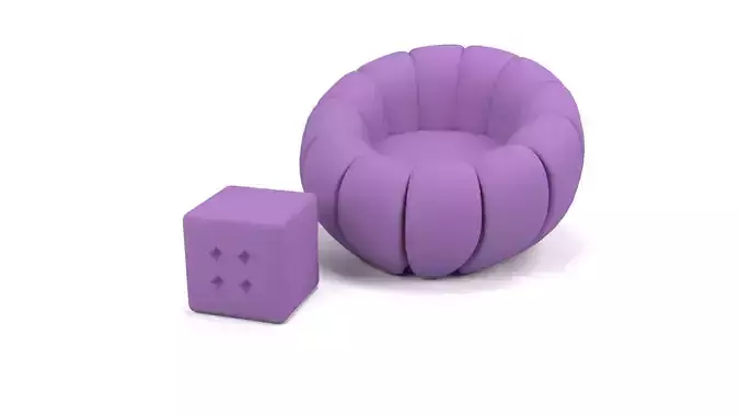 armchair chair and stool in shape of cube