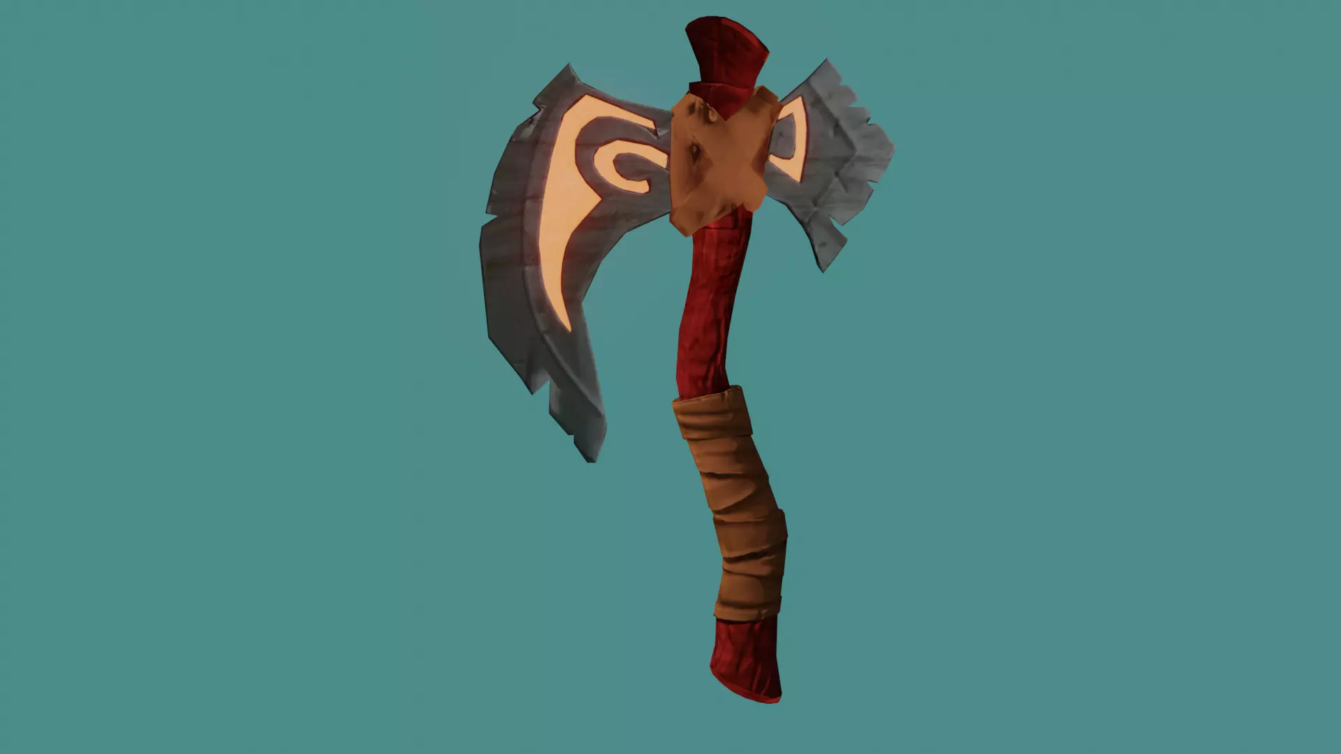 Game Ready Medieval Battle Axe Low-poly 3D model_0