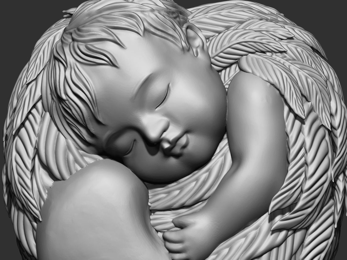 sleeping cupid 3D print model_7
